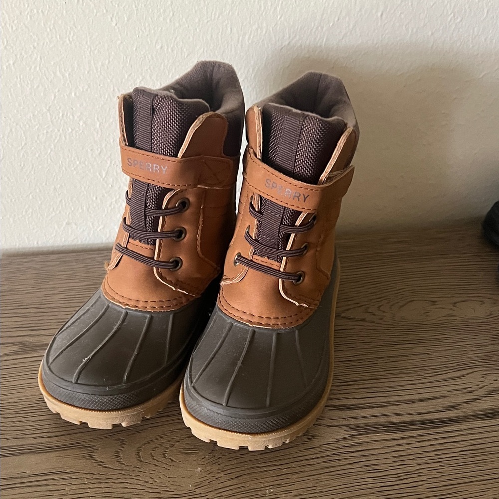 Sperry Brown and Dark Brown Kids Waterproof Boots